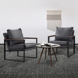 Stationary
Accent
Chair,
Faux
Leather
Dark Grey