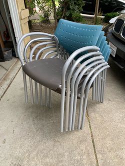 6 KEILHAUER ALSO Metal & Plastic Back / Seat Stacking Chairs