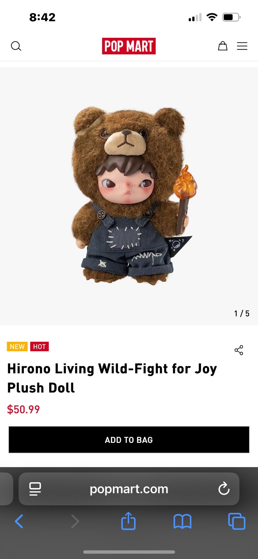 Hirono Living Wild Fight for Joy Plush Doll Pop Mart