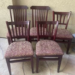 5 Beechwood Chairs 🪑 Fabric Cushioned Seats By EUKYA