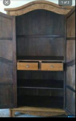Wooden Wardrobe-Armoire w/cane panels