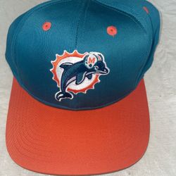 Nwt Vintage Logo 7 NFL Men's Miami Dolphins Snapback Multi-Color Trap Orange
