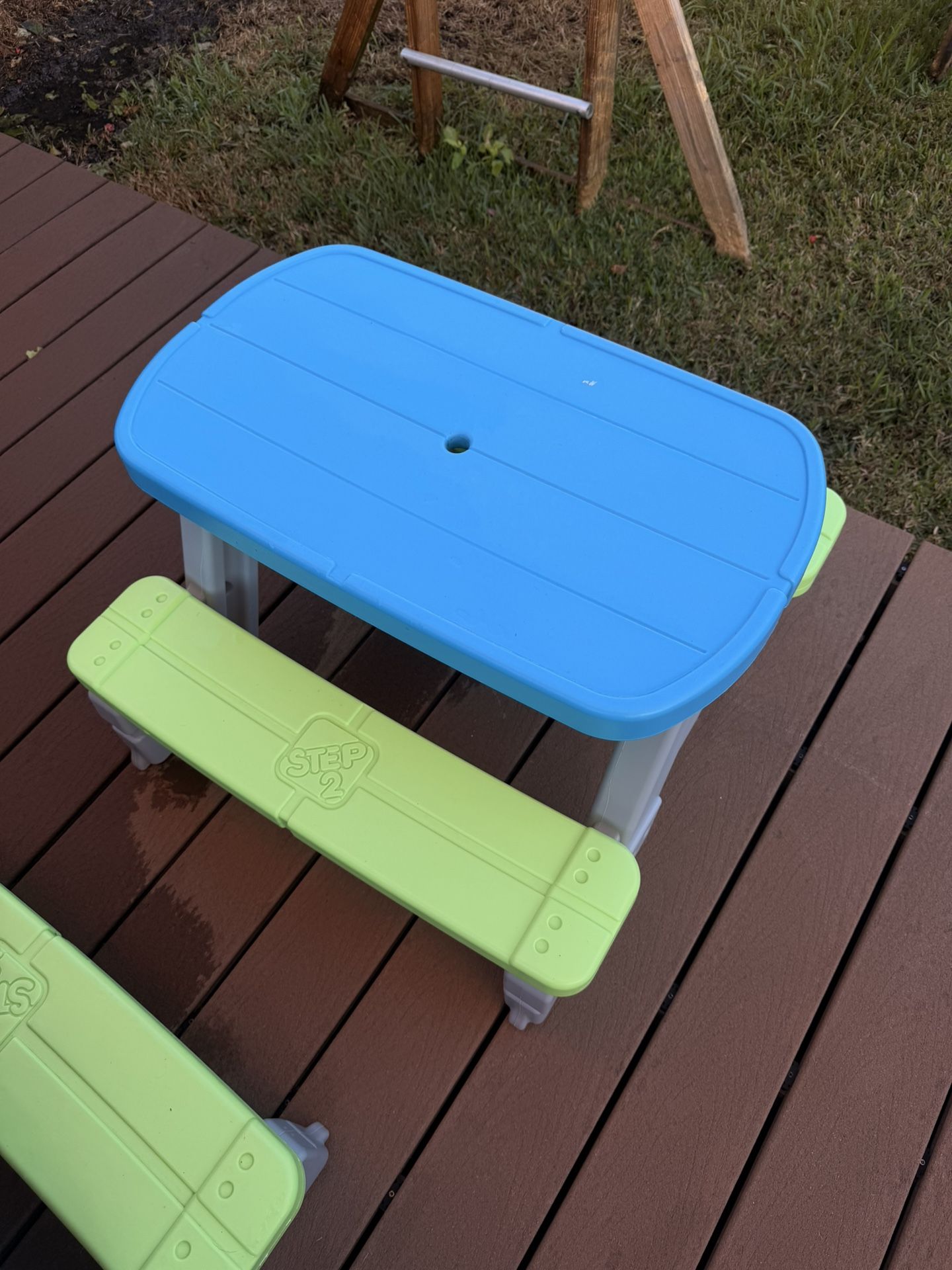 Step2 Sun & Shadel Kids Picnic Table with Removeable Umbrella, Indoor/Outdoor Toys, Fits 4 Children, Made of Durable Plastic, For Toddlers 1.5-4 Years