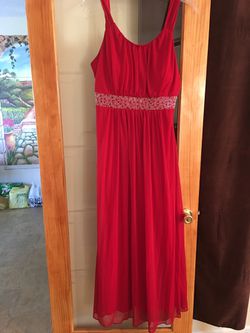 Red Prom Dress with Scarf, Size 2X might run small