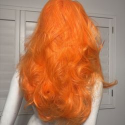 New orange wig hair extensions festival rave costume