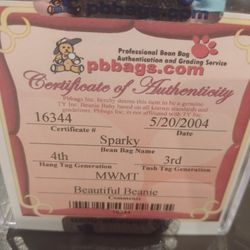 Sparky The Dalmatian Authenticated & Encapsulated Original Beanie Baby!!