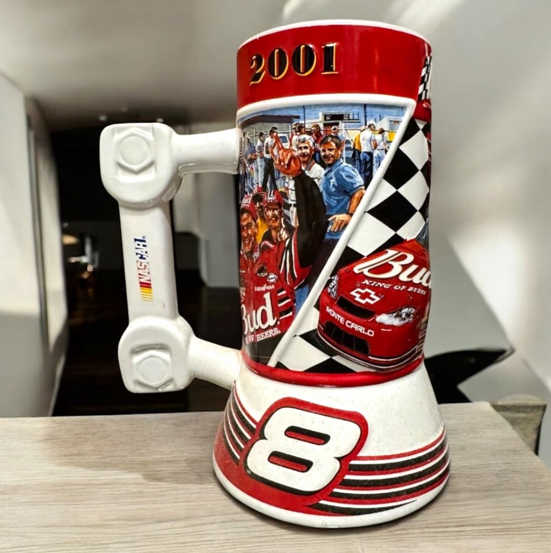 2001 Dale Earnhardt Jr Budweiser NASCAR Stein w/ Box & COA #8 Racing Mug - Coll