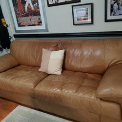 Leather Sofa In Peanut Butter Brown