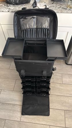 Sunrise Makeup Case Professional Rolling Cosmetic Case with Drawers Travel Trolley