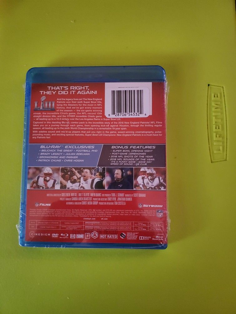 Brand New New England Patriots Super Bowl LIII Champions Blu Ray DVD 