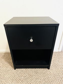  1-Drawer Black Nightstand Bedside Table 