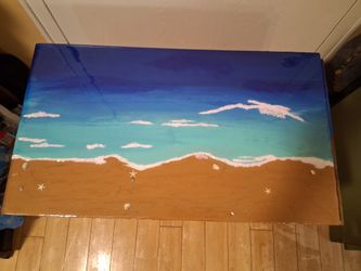 Rolling Cart With Drop Leaf Beach Theme