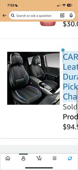 Black Leather Car Seat Covers with Rainbow Trim