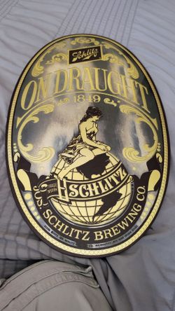 Schlitz Brewing Co. Vintage Oval Mirror Bar Sign