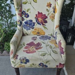 Upholstered Floral Accent Wingback Chair 