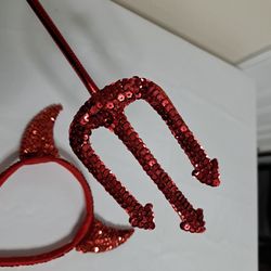 Devil Horn Headband & Pitch Fork Halloween Costume Decoration 