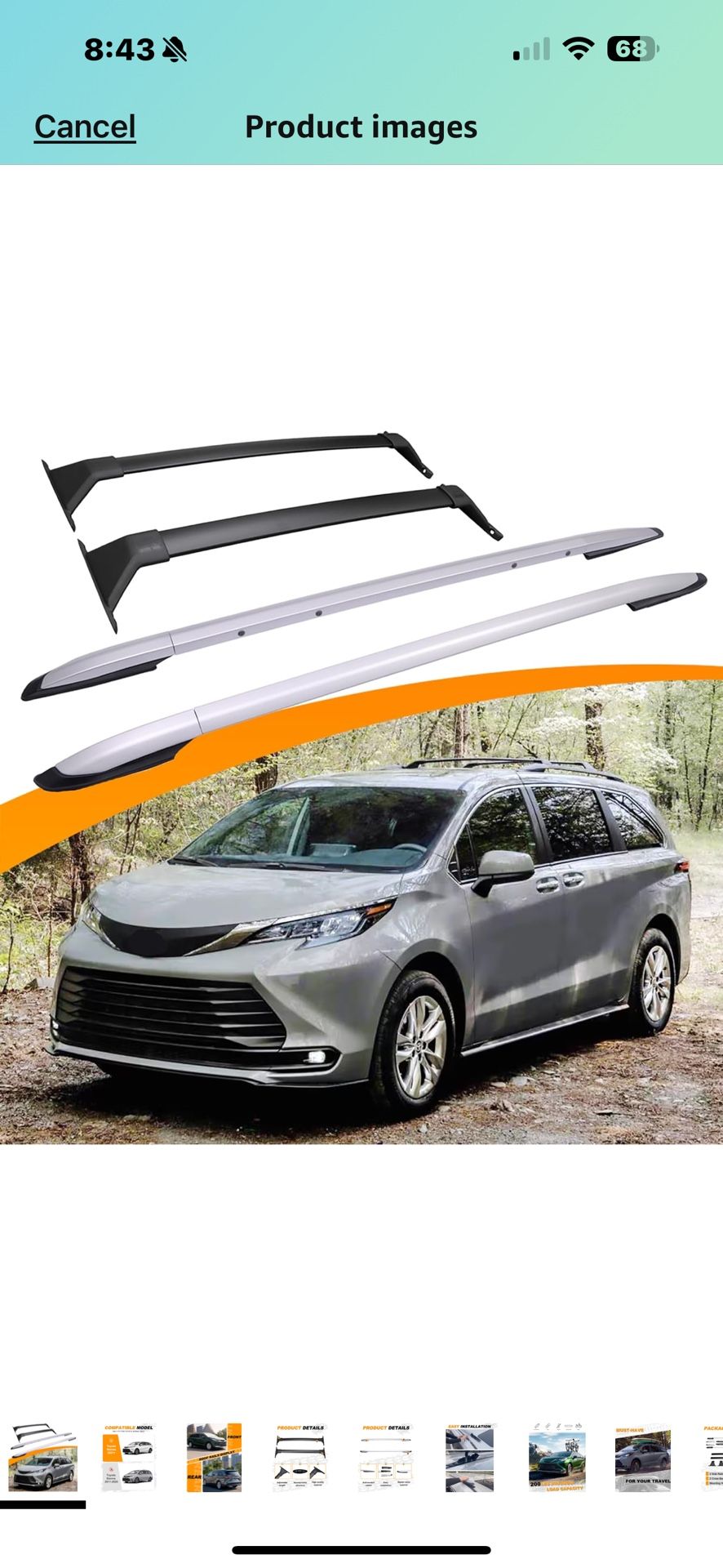 Toyota Vans Rails Snailfly 4PCS Roof Rack Cross Bars Fit for Toyota Sienna 2021-2025 200 ...