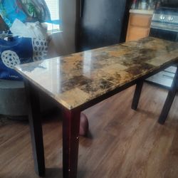 4 Ft. Long Black With Marble Top Plant/ Utility Table 