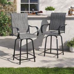 NEW Swivel Metal Metal Outdoor Bar Stool (2-Pack) GREY