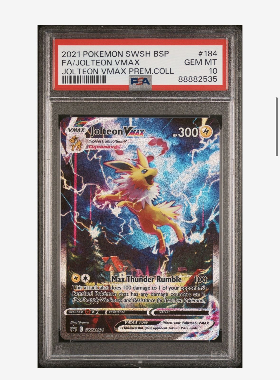 2021 PSA 10 Graded Pokemon Jolteon VMAX Alt Art swsh184 Box Promo Gem Mint