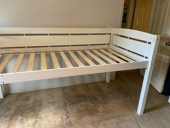 Low white wood loft bed