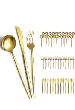 Gold 60 pice flatware set new