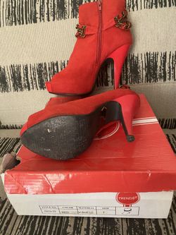 Red suade high heals boots size 7