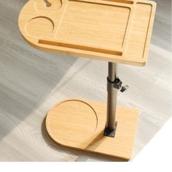 360° Rotatable Sofa Tray Table for Couch Arm - Height Adjustable End Table for Bed or Chair with Phone & Tablet Slots, TV Tray Table, Side Table Tray 