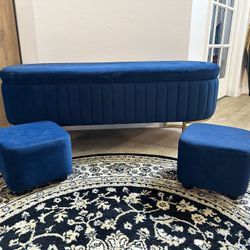 Blue Velvet Bench