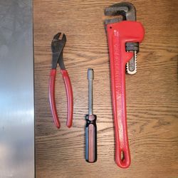 Battery Terminal Pliers, Security Tool, And 14 In Pipe Wrench