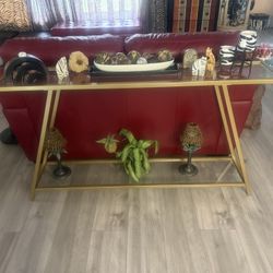 Glass And Metal Entryway Table