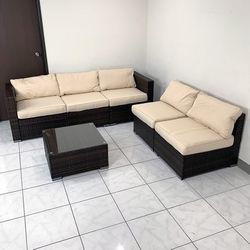 (New) $395 Outdoor Patio Furniture Set 6pcs Wicker Rattan Sectional Sofa 