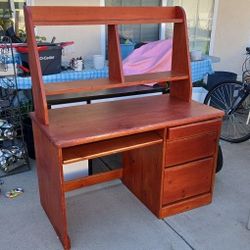 Table Wooden Vintage With Removable Hutch