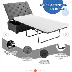 Costway Folding Ottoman Sleeper Bed with Mattress Convertible Guest Bed