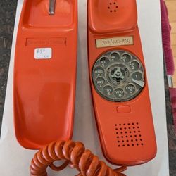 Orange Rotary Phone In Good Condition