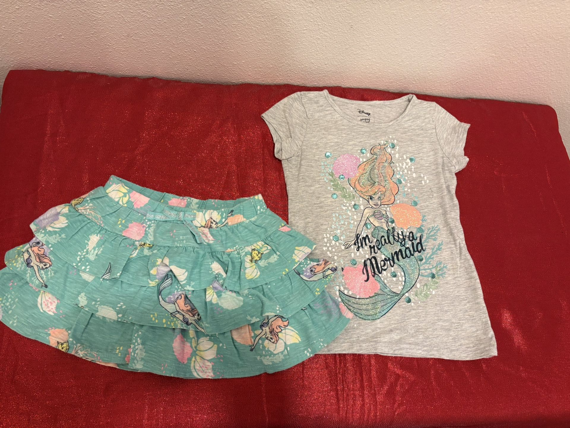 Disney Girls Little Mermaid Outfit Kids size 4 - Top & Skirt - Simi Valley
