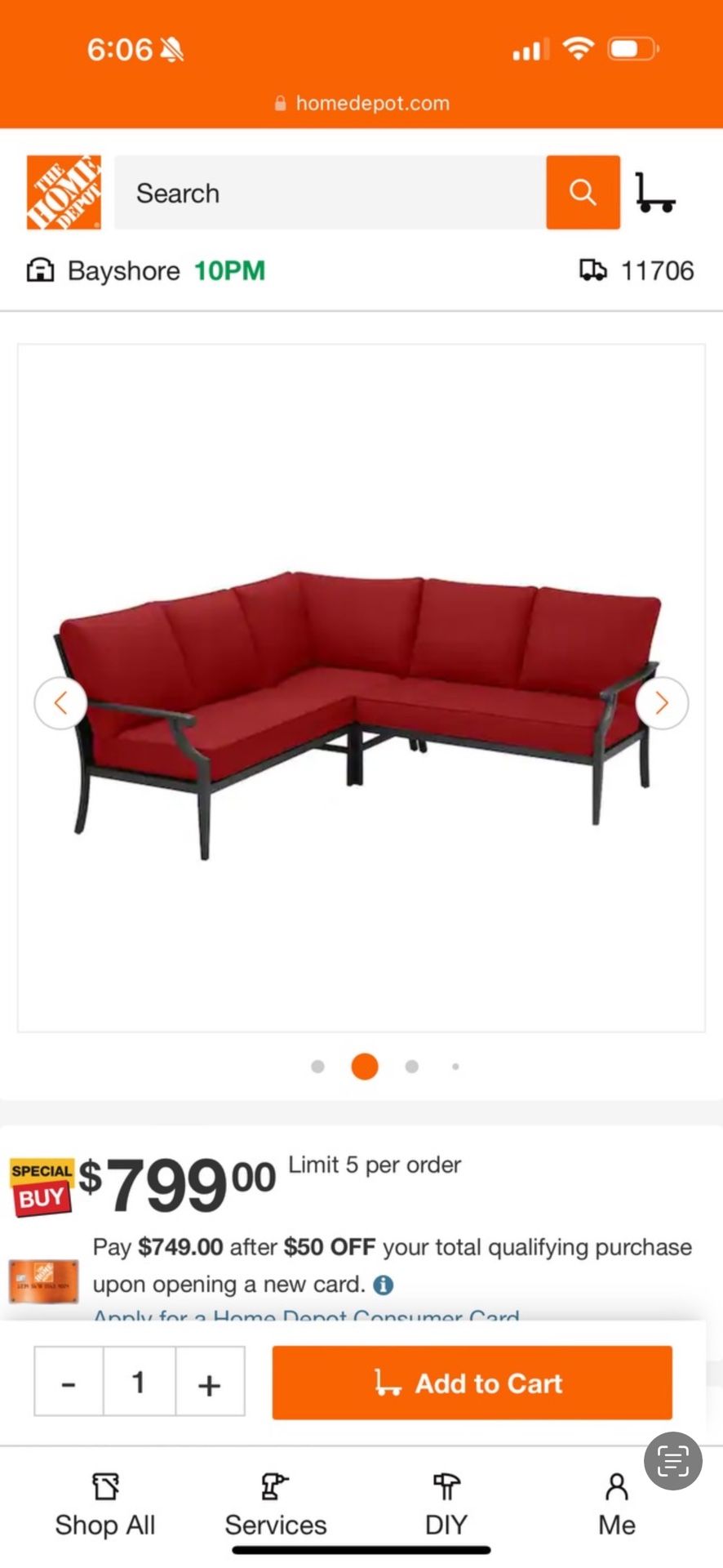 Red Outdoor Patio Sectional