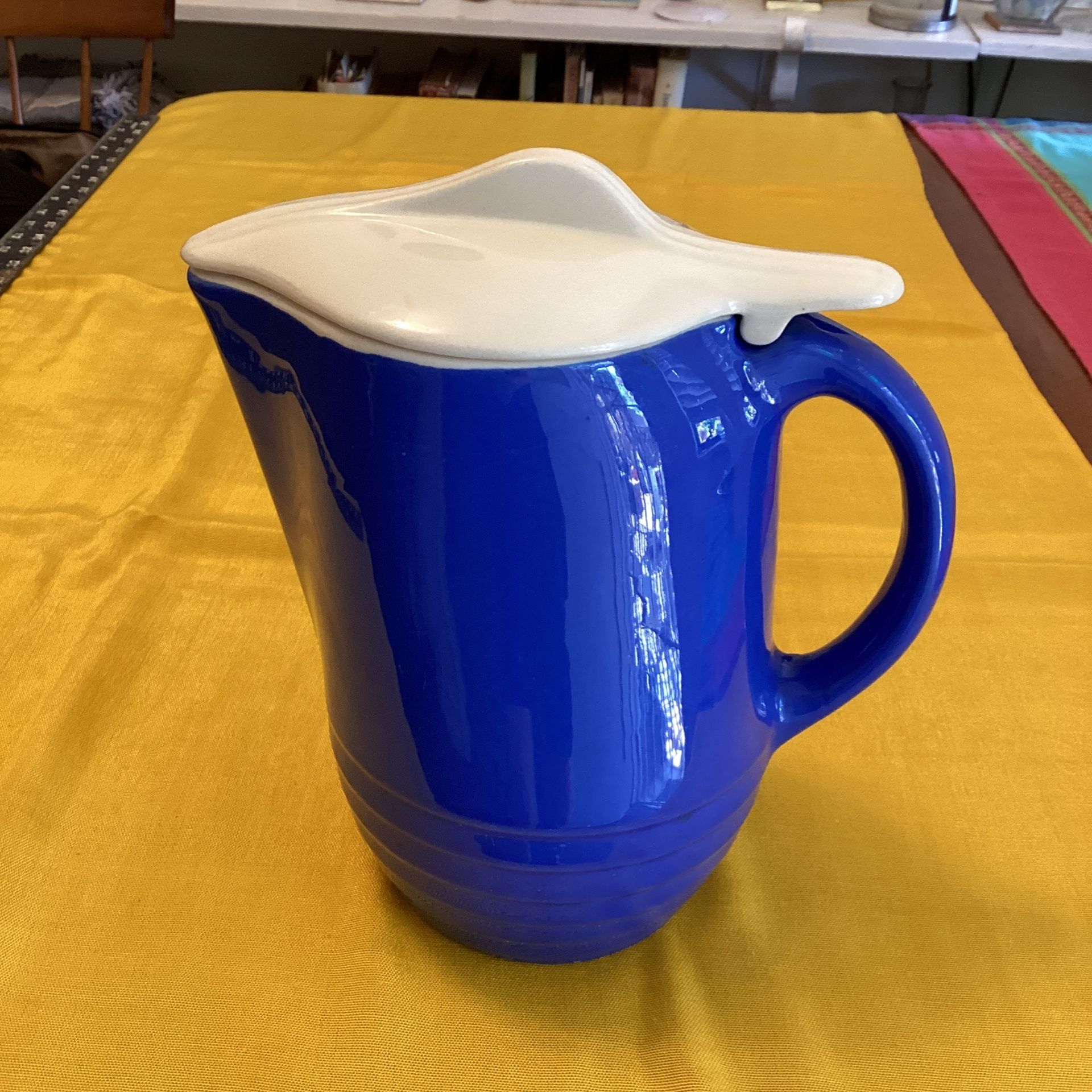 Vintage Pottery Water Pitcher With Lid