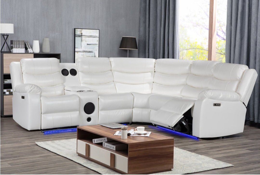 S8686 Turbo White)Power Sectional
💥Only $54 Down Payment, Furniture 