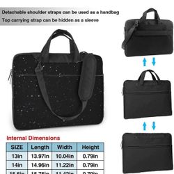 Black glitter Print Laptop bag,portable single shoulder laptop Sleeve Case,Compatible Size: 14 in.