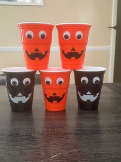 Halloween Jack-O’-Lantern Cups – Set of 5 – Orange & Black