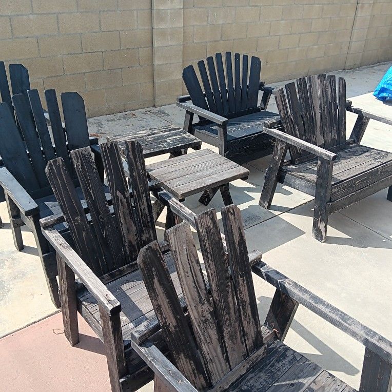 8PC REAL WOOD OUTDOOR PATIO FURNITURE SET CHEAP 