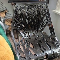 2 Acrylic Black Office Chairs With Designs