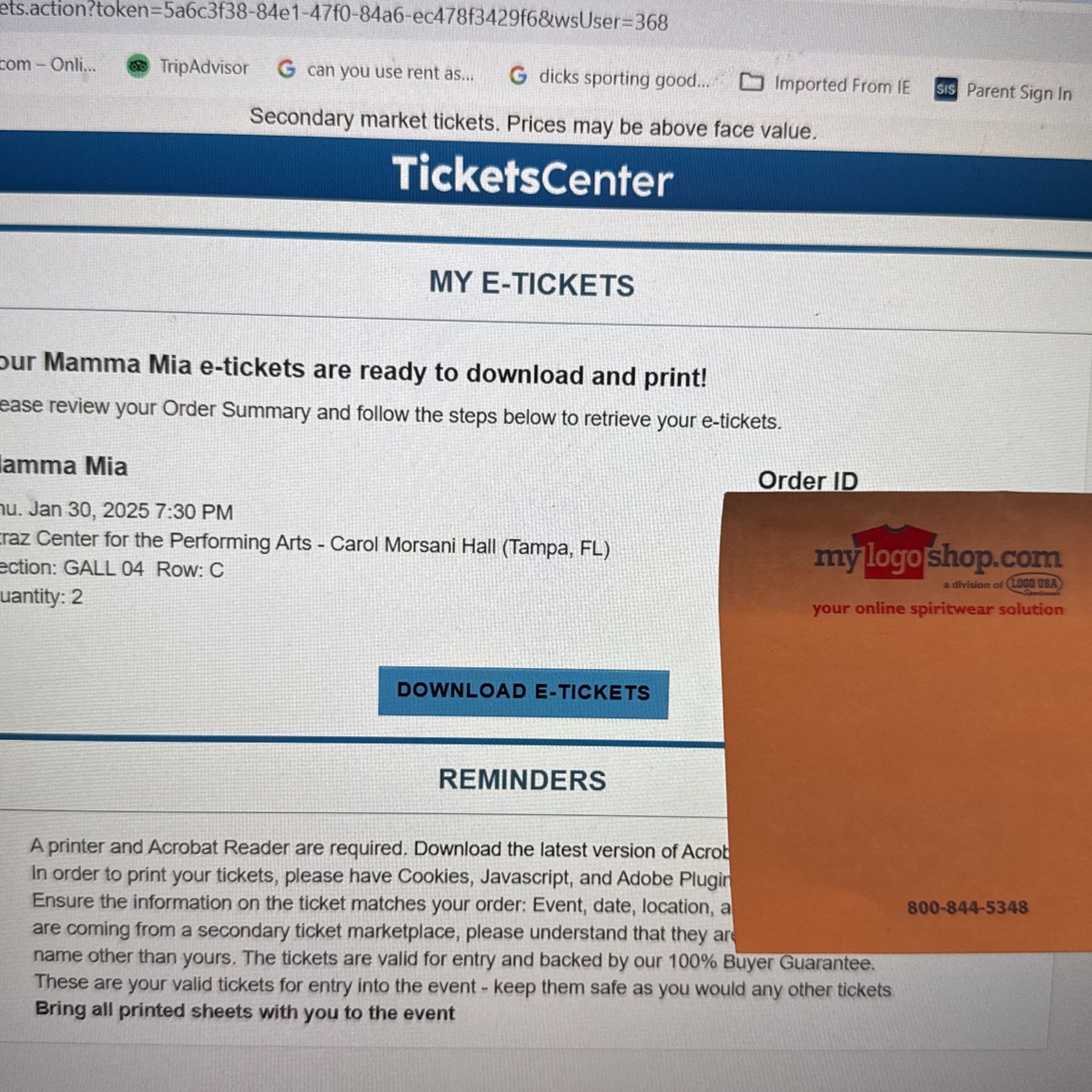2 Momma Mia Tickets Tampa Florida