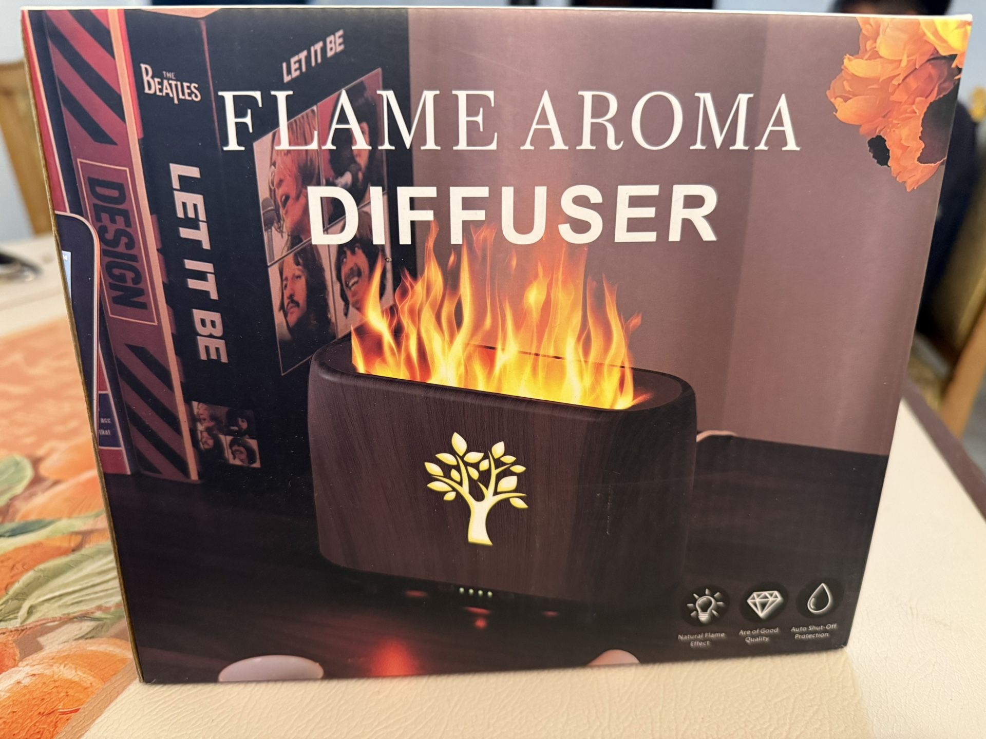 240ml Essential Oil Diffuser Aromatherapy Diffuser Cold Mist Simulation Flame lamp Effect Spray Humidifier with Waterless Auto Shut-Off Protection for