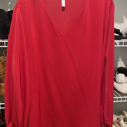 Red Long Sleeve Dress Blouse