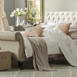 Make an offer -Queen size Kinman Upholstered Sleigh Bed