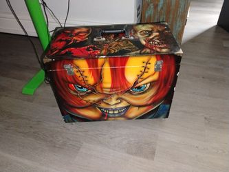 Horror-Themed Airbrushed Storage tattoo Box rare one of a kind