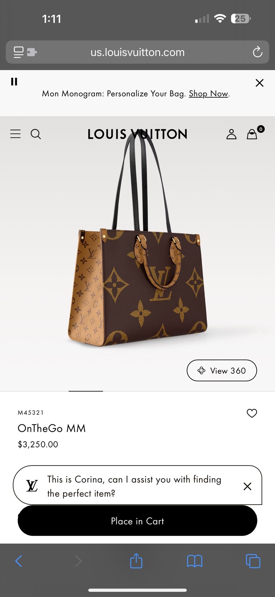 Louis Vuitton On The Go Bag
