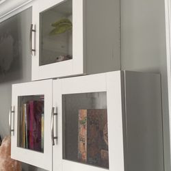 Set Of 3 Cube Wall Cabinets With Glass Doors